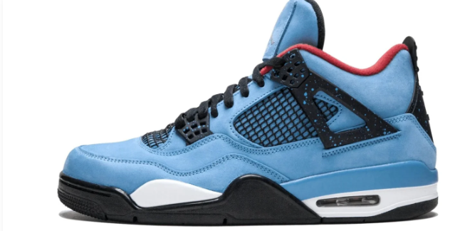 Air Jordan 4 – Blue / Black / White with Red Accents
