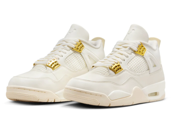 Air Jordan 4 Retro “Metallic Gold” Women's Sneakers – Off-White & Gold | AQ9129-170