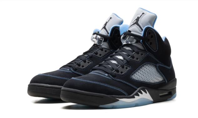 Air Jordan 5 'Black University Blue' Sneakers – Black / Light Blue / Silver