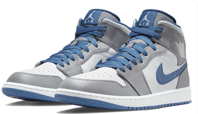 Air Jordan 1 Mid “Cement Grey True Blue” – Grey, White & Blue | DQ8426-014
