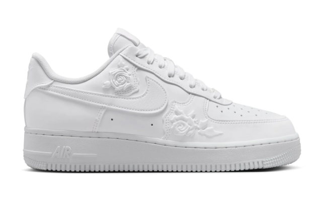 Nike Air Force 1 ’07 Women's Sneakers – All White with Floral Details