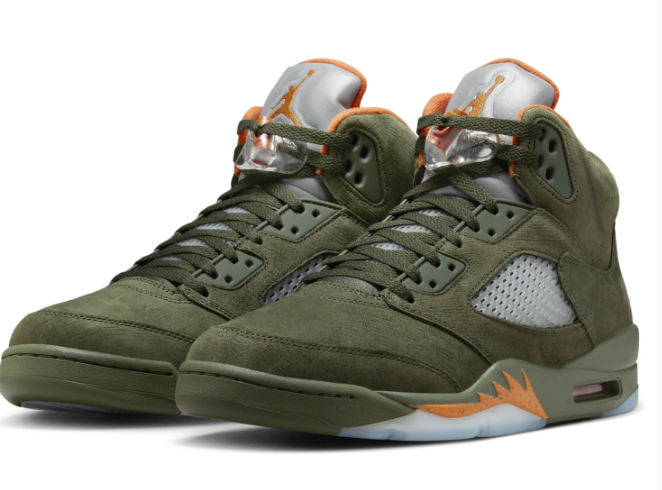 Air Jordan 5 Retro 'Olive' Sneakers – Olive Green / Orange / Grey