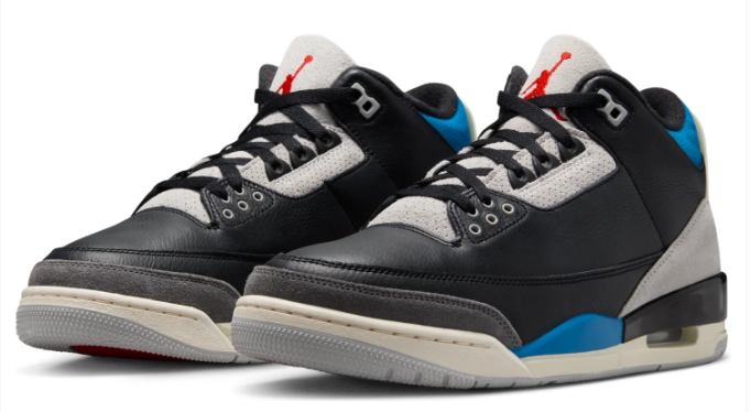 Air Jordan 3 “Rare Air” – Black / Grey / Blue