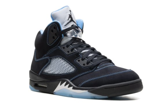 Air Jordan 5 'Black University Blue' Sneakers – Black / Light Blue / Silver