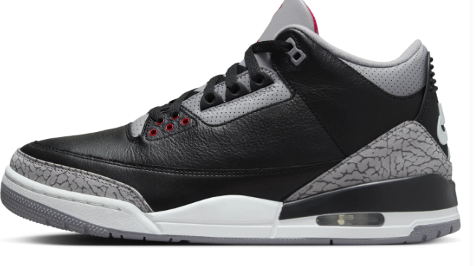 Air Jordan 3 OG “Black Cement” (2024) – Black / Cement Grey / Red