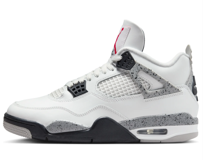Air Jordan 4 Retro “White Cement” (2025) – White / Grey / Black / Red