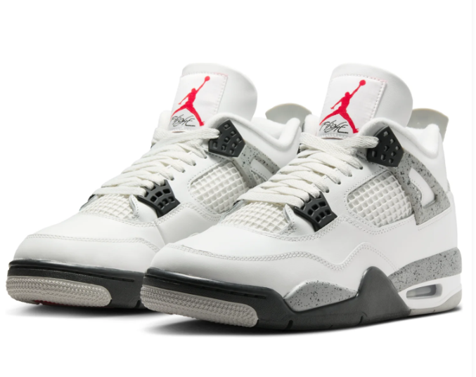 Air Jordan 4 Retro “White Cement” (2025) – White / Grey / Black / Red