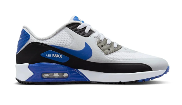 Nike Men's Air Max 90 Golf Shoes | White / Blue / Black