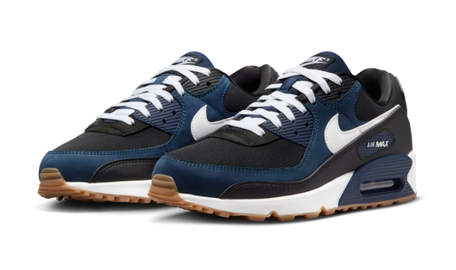 Nike Air Max 90 Men's Sneakers – Midnight Navy / Black / White / Gum