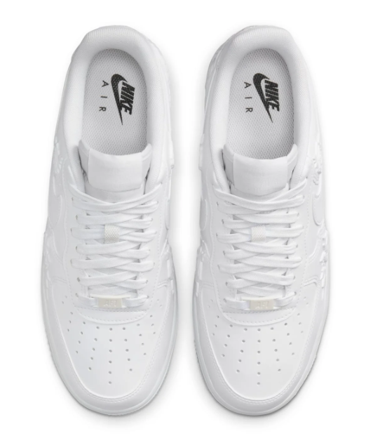 Nike Air Force 1 ’07 Women's Sneakers – All White with Floral Details