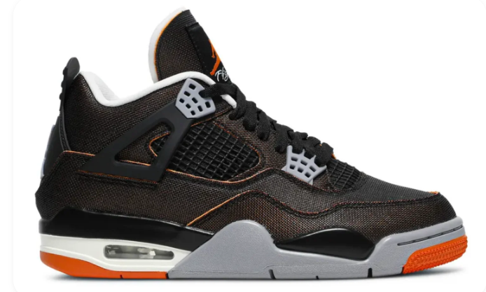 Air Jordan 4 Retro 'Starfish' Women's Sneakers (2021) - Black / Orange