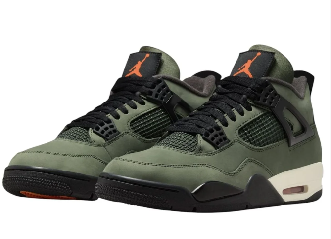 Undefeated x Air Jordan 4 'Deep Green' Sneakers – Green / Black / Orange