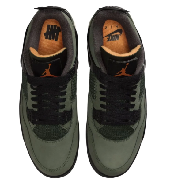 Undefeated x Air Jordan 4 'Deep Green' Sneakers – Green / Black / Orange