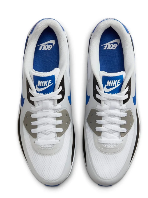 Nike Men's Air Max 90 Golf Shoes | White / Blue / Black