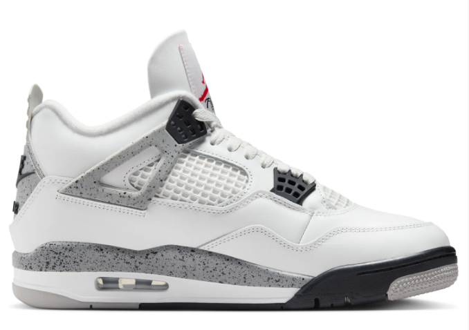 Air Jordan 4 Retro “White Cement” (2025) – White / Grey / Black / Red