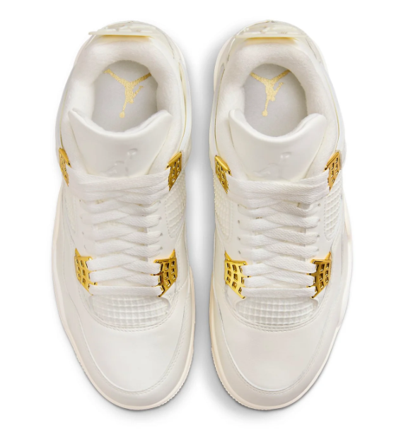Air Jordan 4 Retro “Metallic Gold” Women's Sneakers – Off-White & Gold | AQ9129-170