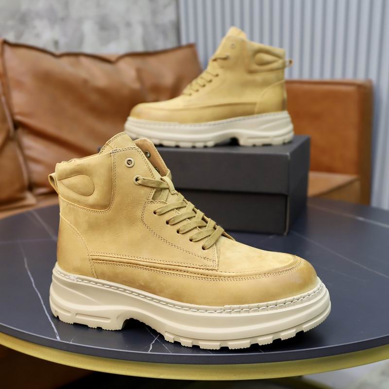 UGG High-Top Suede Boots – Muted Yellow & Cream