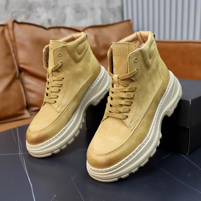 UGG High-Top Suede Boots – Muted Yellow & Cream