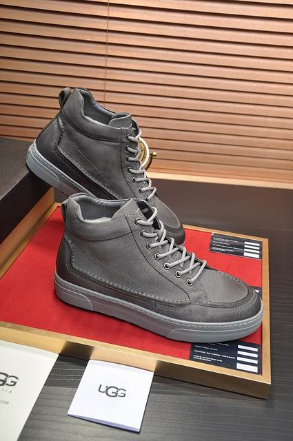 UGG Men's Mid-Top Leather Sneakers – Grey with Cream Lining