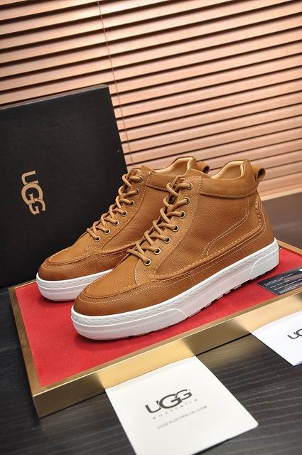 UGG Mid-Top Lace-Up Sneakers – Tan Brown & White