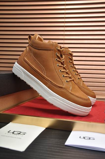 UGG Mid-Top Lace-Up Sneakers – Tan Brown & White