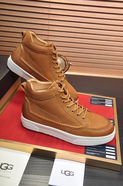 UGG Mid-Top Lace-Up Sneakers – Tan Brown & White