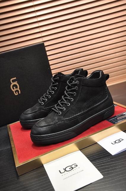 UGG Mid-Top Leather Sneakers – All Black with Chunky Sole