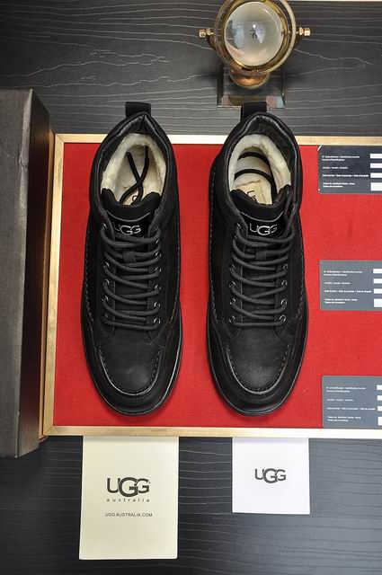 UGG Mid-Top Leather Sneakers – All Black with Chunky Sole