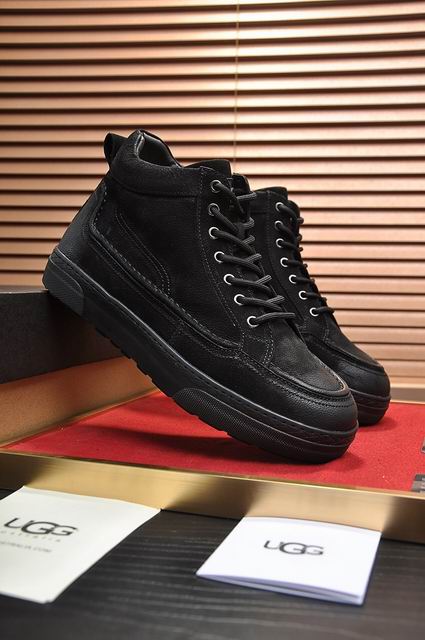 UGG Mid-Top Leather Sneakers – All Black with Chunky Sole