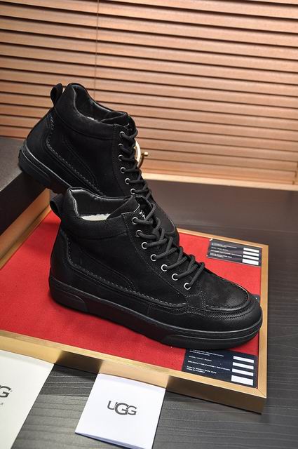 UGG Mid-Top Leather Sneakers – All Black with Chunky Sole