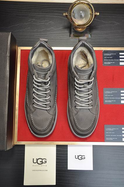 UGG Men's Mid-Top Leather Sneakers – Grey with Cream Lining