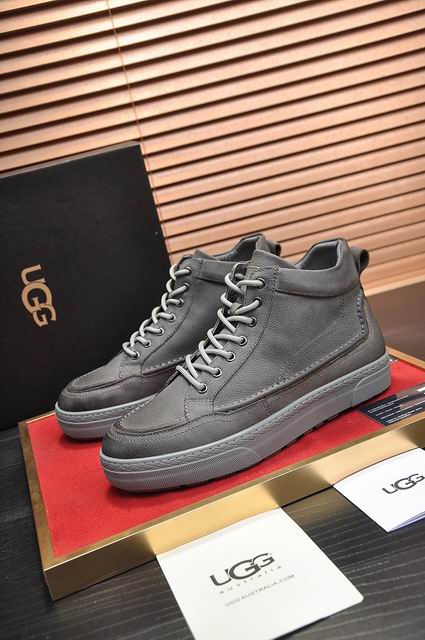 UGG Men's Mid-Top Leather Sneakers – Grey with Cream Lining