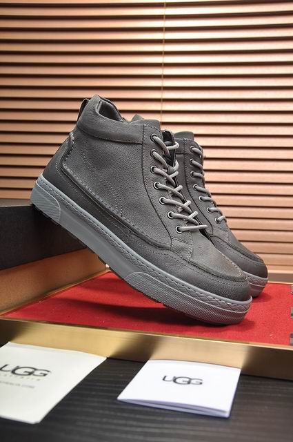 UGG Men's Mid-Top Leather Sneakers – Grey with Cream Lining