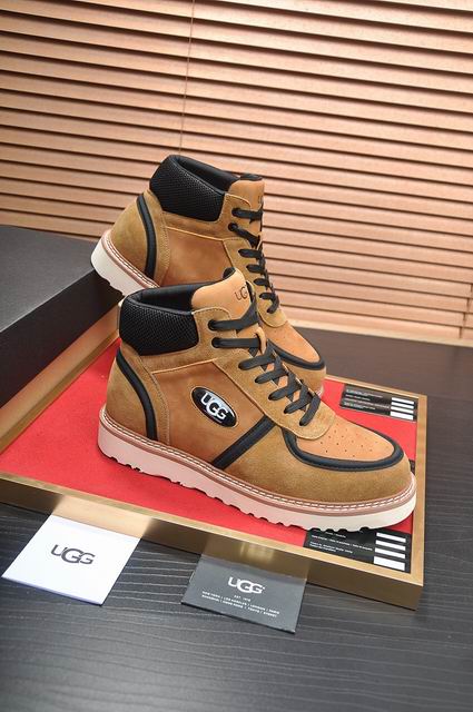 UGG High-Top Lace-Up Sneakers – Tan & Black with Cream Sole