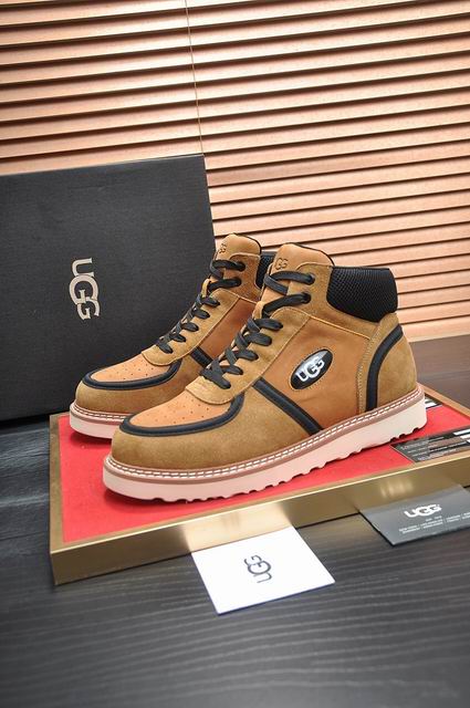 UGG High-Top Lace-Up Sneakers – Tan & Black with Cream Sole
