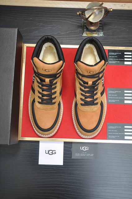 UGG High-Top Lace-Up Sneakers – Tan & Black with Cream Sole