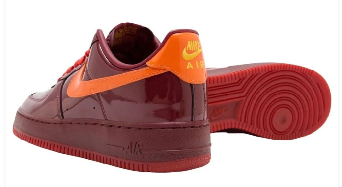 Nike Air Force 1 Low 'Red Patent' Sneakers – Dark Team Red / Safety Orange
