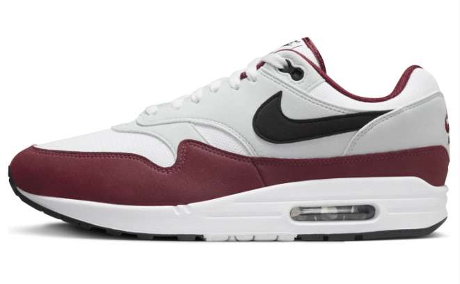 Nike Air Max 1 'Dark Team Red' Sneakers – White / Grey / Burgundy