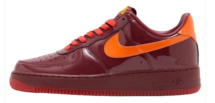 Nike Air Force 1 Low 'Red Patent' Sneakers – Dark Team Red / Safety Orange