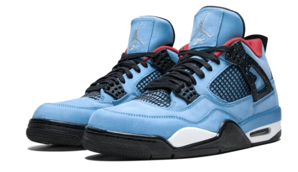 Air Jordan 4 – Blue / Black / White with Red Accents